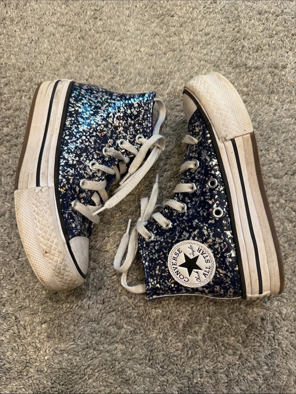Converse | Glitter High-Top Sneakers in Navy with Multicolor Flecks